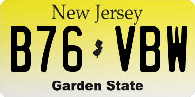 NJ license plate B76VBW