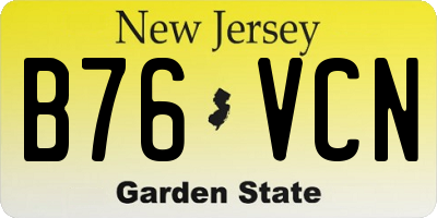 NJ license plate B76VCN