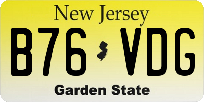 NJ license plate B76VDG