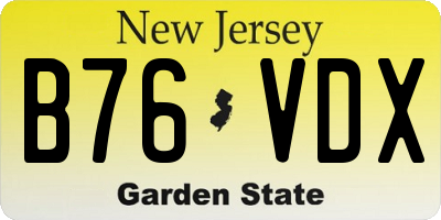 NJ license plate B76VDX