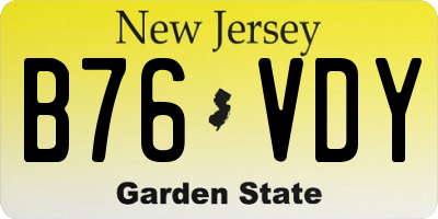 NJ license plate B76VDY