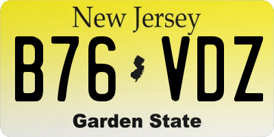 NJ license plate B76VDZ