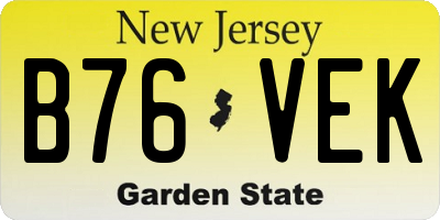 NJ license plate B76VEK