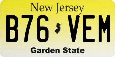 NJ license plate B76VEM