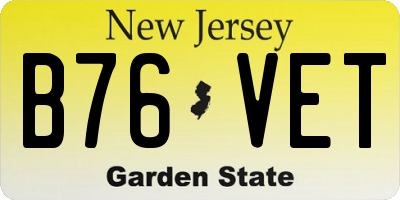 NJ license plate B76VET