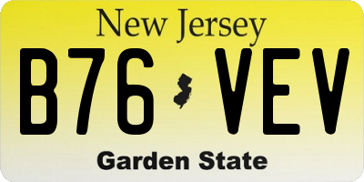 NJ license plate B76VEV