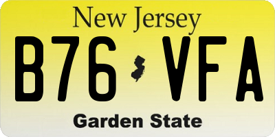NJ license plate B76VFA