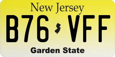 NJ license plate B76VFF