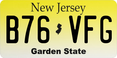 NJ license plate B76VFG