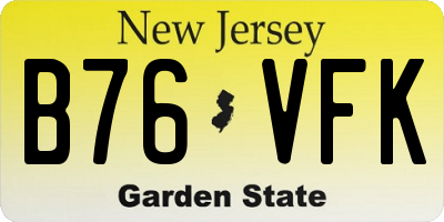 NJ license plate B76VFK