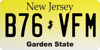NJ license plate B76VFM