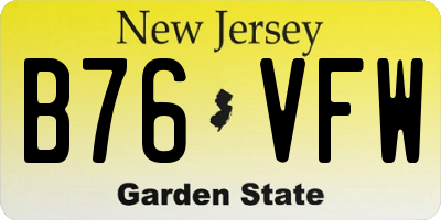 NJ license plate B76VFW