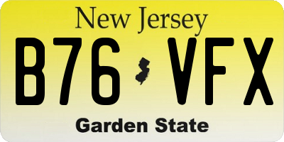 NJ license plate B76VFX
