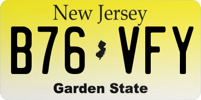 NJ license plate B76VFY