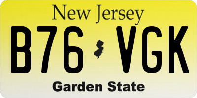 NJ license plate B76VGK