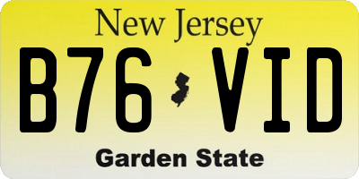NJ license plate B76VID