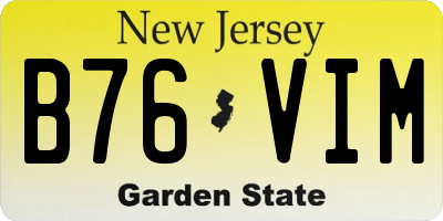 NJ license plate B76VIM