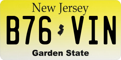 NJ license plate B76VIN