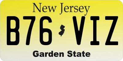 NJ license plate B76VIZ