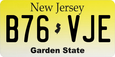 NJ license plate B76VJE