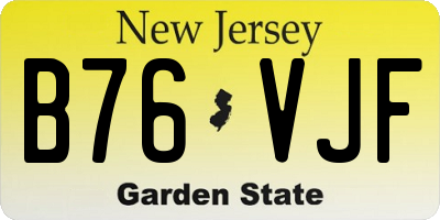 NJ license plate B76VJF
