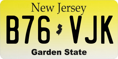 NJ license plate B76VJK