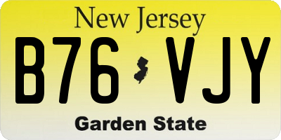 NJ license plate B76VJY