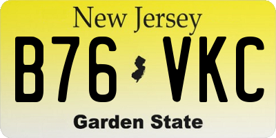 NJ license plate B76VKC