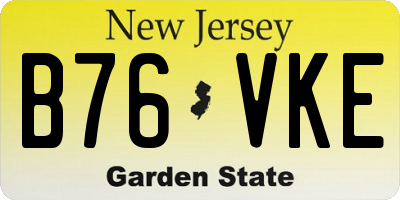 NJ license plate B76VKE