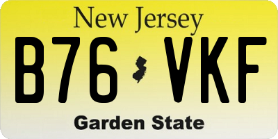 NJ license plate B76VKF