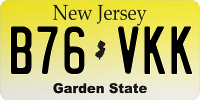 NJ license plate B76VKK
