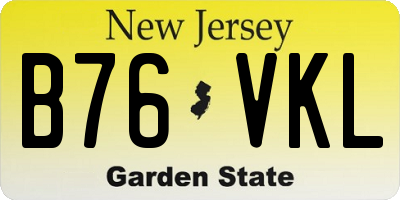 NJ license plate B76VKL