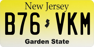 NJ license plate B76VKM