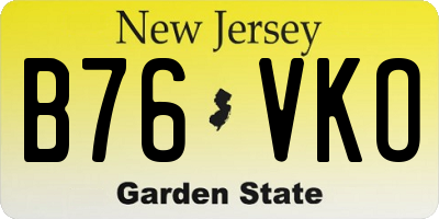 NJ license plate B76VKO