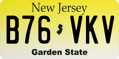 NJ license plate B76VKV
