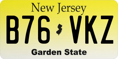 NJ license plate B76VKZ
