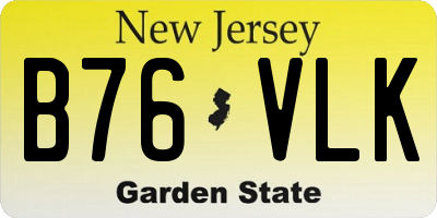 NJ license plate B76VLK