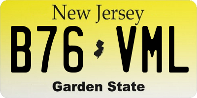 NJ license plate B76VML