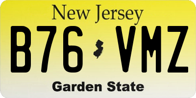 NJ license plate B76VMZ