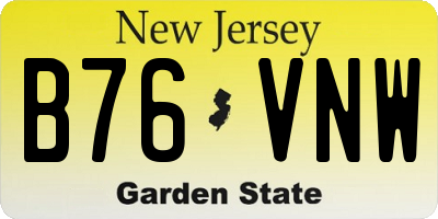 NJ license plate B76VNW
