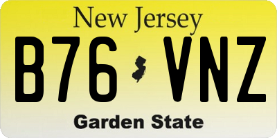 NJ license plate B76VNZ