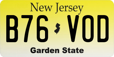 NJ license plate B76VOD