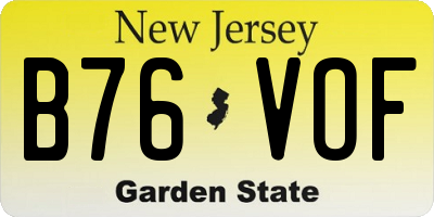 NJ license plate B76VOF