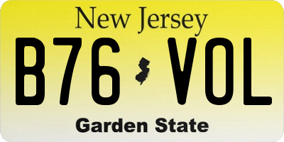 NJ license plate B76VOL