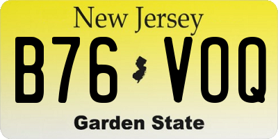 NJ license plate B76VOQ