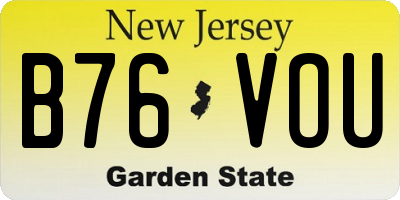 NJ license plate B76VOU