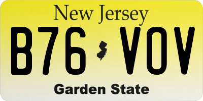 NJ license plate B76VOV