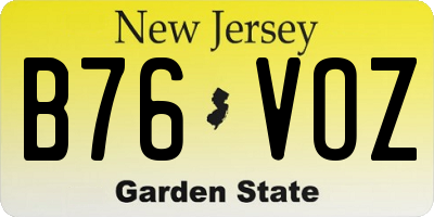 NJ license plate B76VOZ
