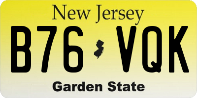 NJ license plate B76VQK