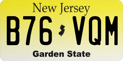 NJ license plate B76VQM